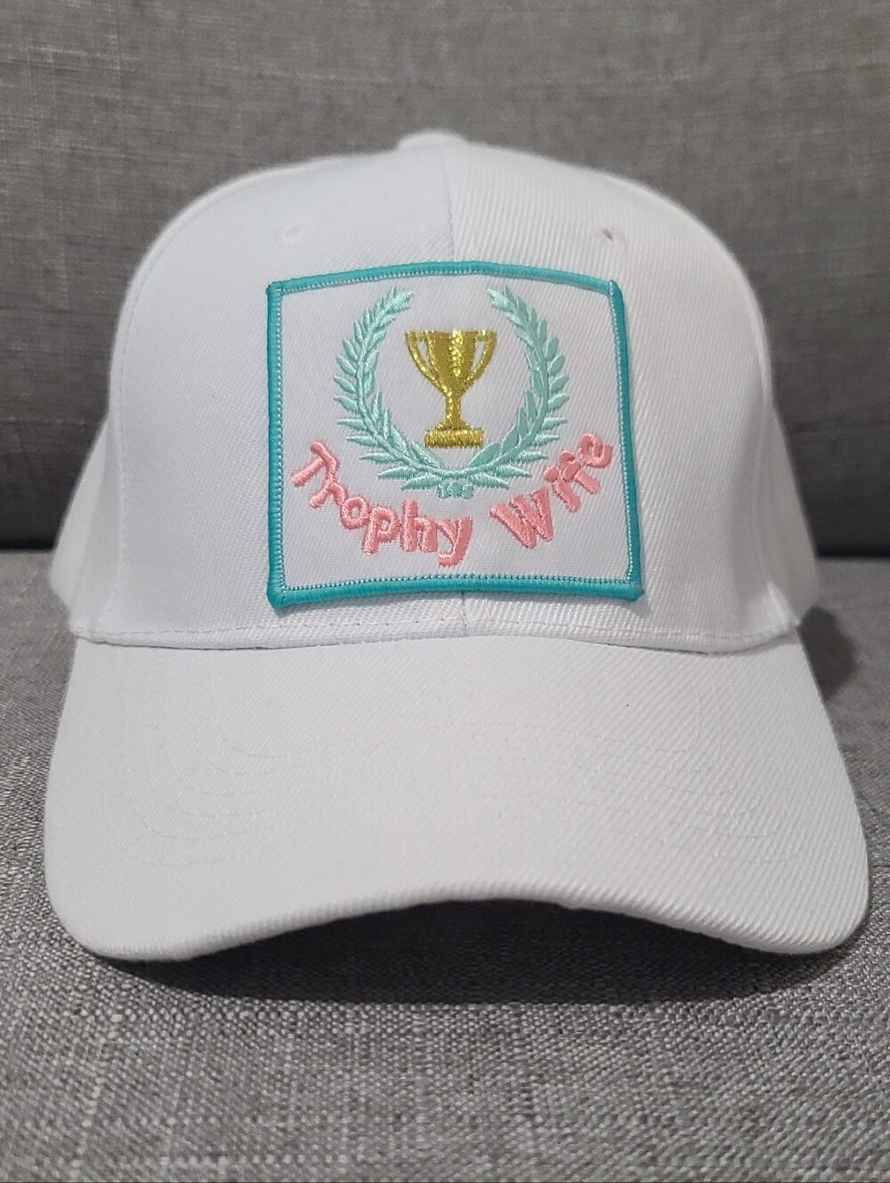 Trophy Wife White Embroidered Patch Ball Cap Hat